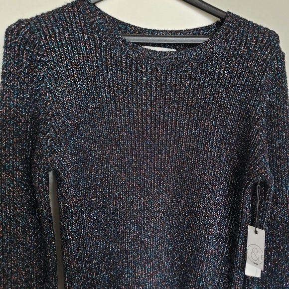 Treasure & Bond Black Metallic Rainbow Sweater - Picture 1 of 10
